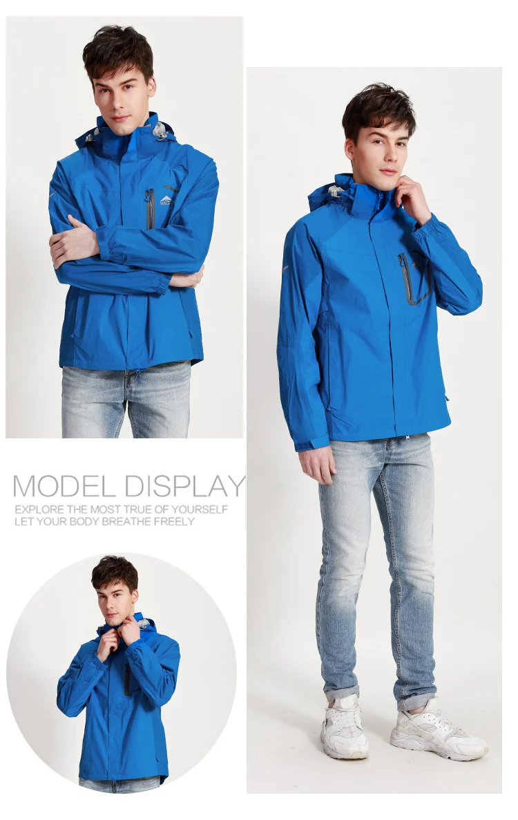 ROYALWAY New arrival Mens Hiking Windbreaker Camping Trekking Climbing Fishing Male Jackets Waterproof Coats RFOM1046E