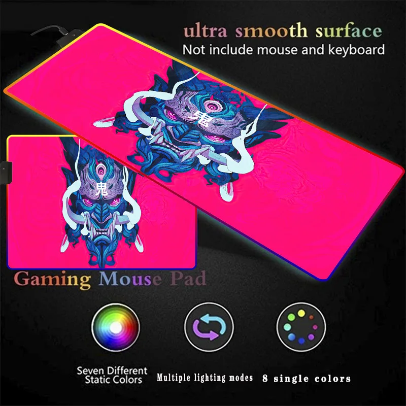

Mask Demon Gaming Computer Mousepad RGB Large Mouse Pad Gamer XXL Mouse Carpet Big Mause Pad Desk Play Mat with Backlit for CSGO