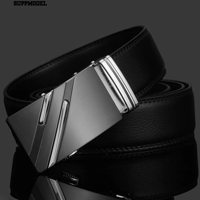 2pcs Men'S Fashion Leather Automatic Buckle Waist Strap Belt Waistband Gift - Silver &amp Gold | Аксессуары для одежды