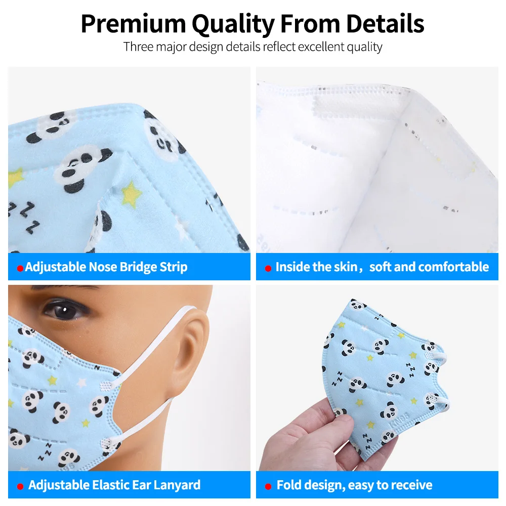 

6-9 Ages Cartoon Blue Panda Respiratory ffp2 kn95 Face MaskFor 0-5 Kids Mascarillas FPP2 KN95 Homologada Infantil Children Mask