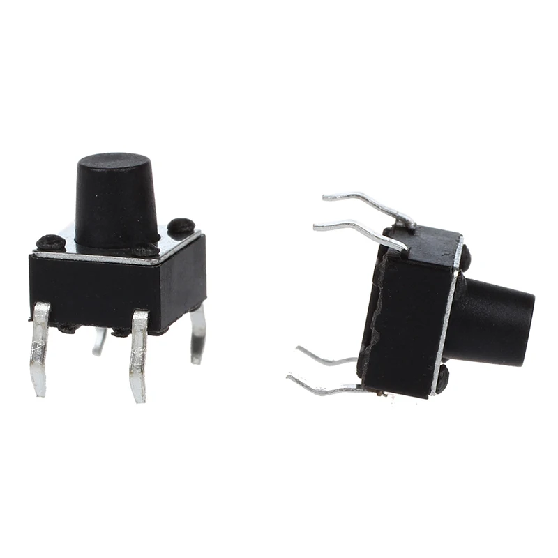 SODIAL(R) 100 шт. 6x6x7 мм Мгновенный тактовый кнопочный переключатель 4 Pin DIP сквозное