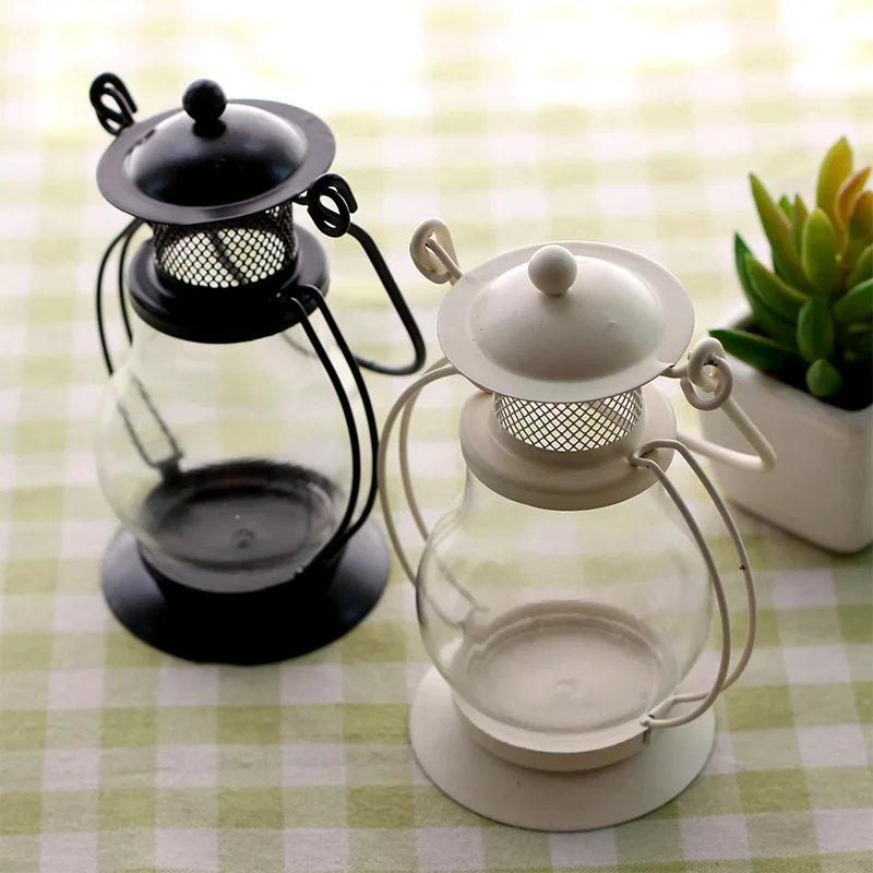 Reminiscent Iron Candle Holder Retro Kerosene Lamp Candlestick Home Decoration Bougie Jar Creative Lantern Ddecor Gift |