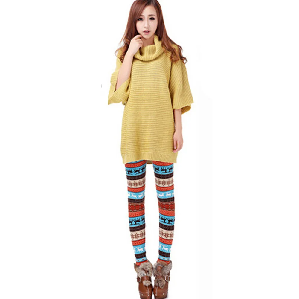 Рождественские леггинсы из полиэстера женские Модные Женские Эластичные