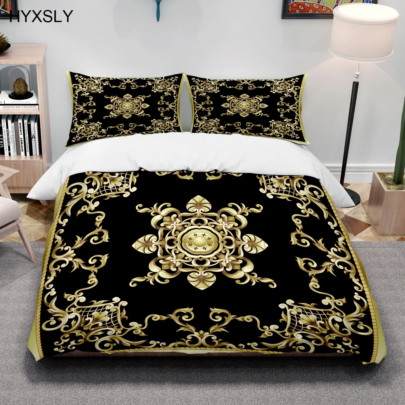 

Luxury Gold Baroque Bedding Set 3D Print 2/3Pcs Kids Comfortable Duvet Cover Pillowcase Home Textile Single Queen King Size
