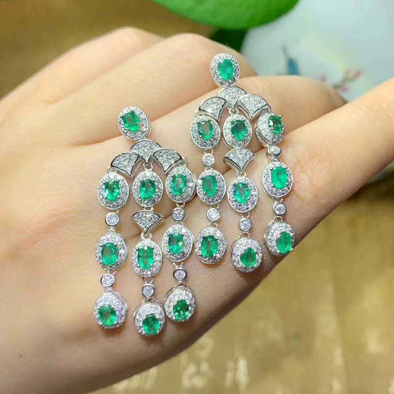 CoLife Jewelry 100% Natural Emerald Drop Earrings for Wedding 20 Pieces Real 925 Silver | Украшения и аксессуары