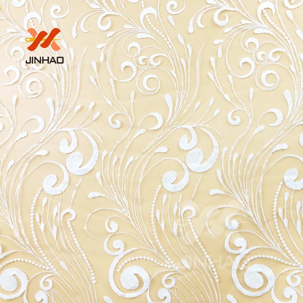 Вышитое маслом кружево молочный шелк свадебная ткань мягкая сетка аппликация