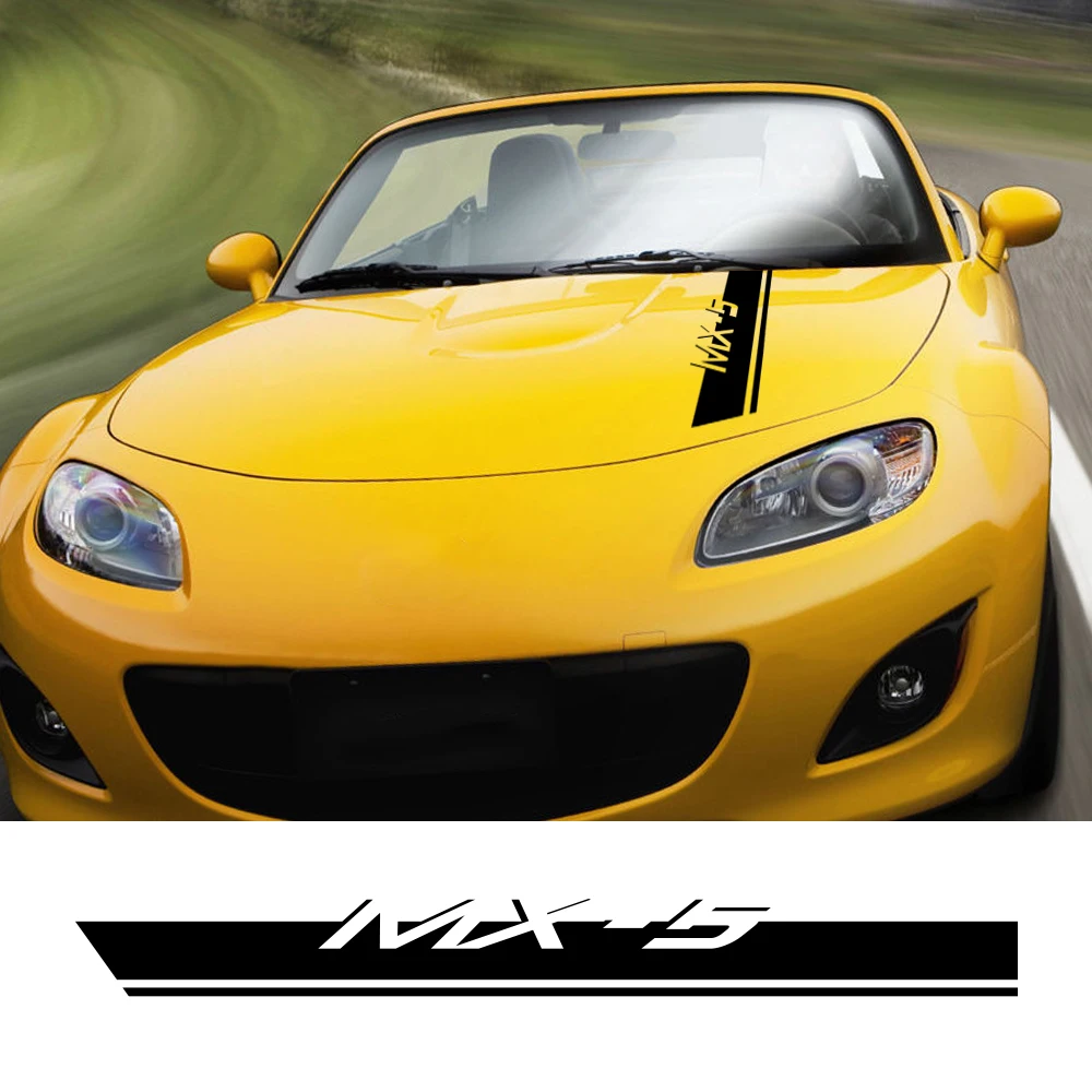 Для Mazda MX 5 наклейка на капот автомобиля Спорт полосы авто двигатель Обложка декор для укладки гонки