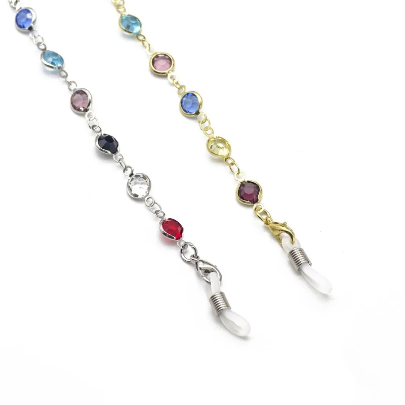 

Fashion Metal Colorful Rhinestone Eyeglass Chains Unisex Glasses Rope Eyewear Strap Cord Neck Chain Anti-slip Eyeglass Lanyard