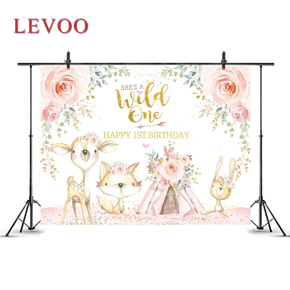 

Levoo Happy 1st Birthday Theme Backdrop She Is A Wild One Party Decoration Background Banner Props Photophone Photo Zone Vinyl