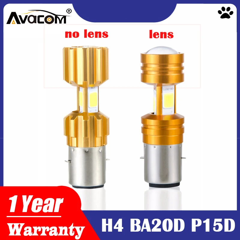 Светодиодная фара для мотоцикла Avacom H4 BA20D P15D 12В COB Chip 6500 K белая светодиодная DRL