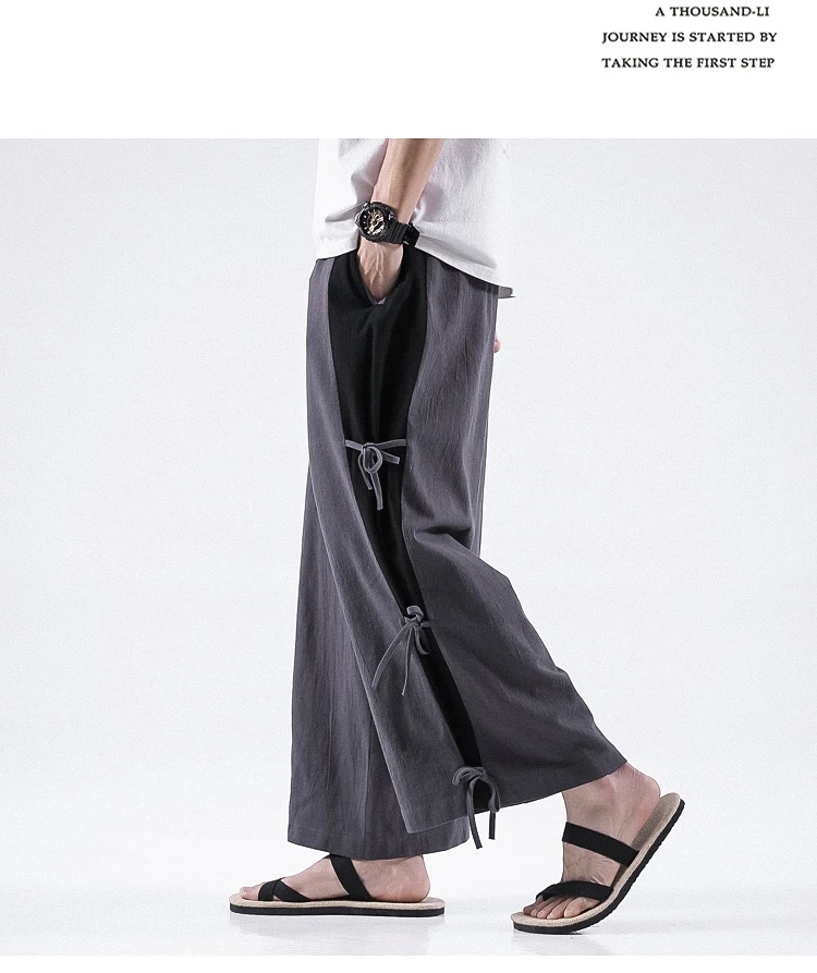 Sinicism Store мужские новые хлопковые льняные повседневные брюки мужские винтажные широкие брюки мужские осенние большие брюки на пуговицах длинные брюки