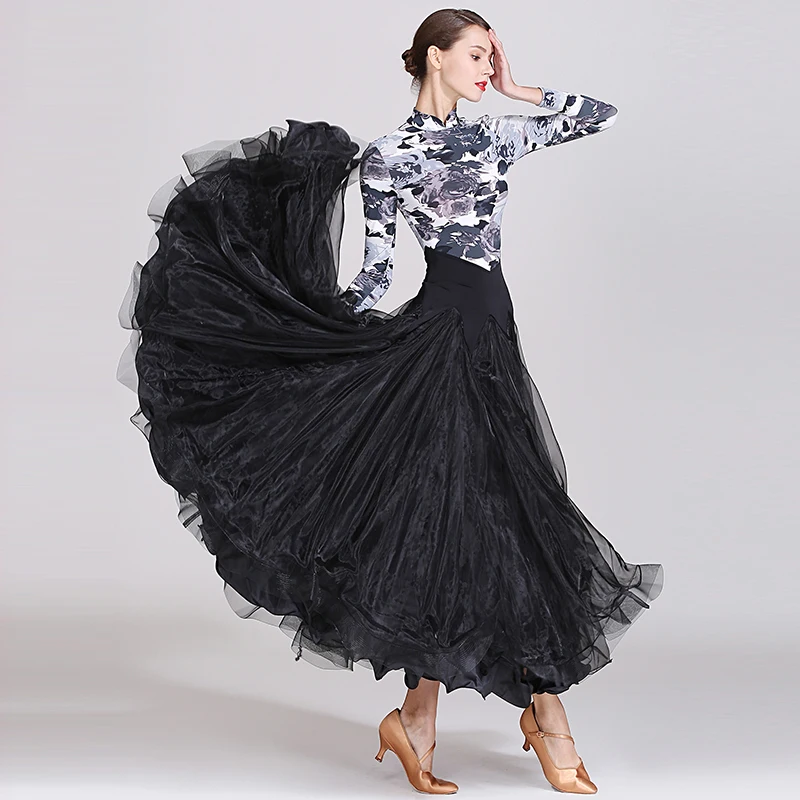 

Floral Ballroom Dance Dress For Women Flamenco Dancer Outfit Long Dress Designer Clothes Stage Costume Modern Dancewear JL2703