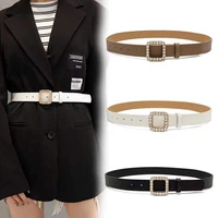 fashion women square round rhinestone buckle waist strap designer luxury elegant belt jeans dress trouser accessories waistband