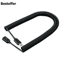 3 meters coiled micro usb b male to female mf extension charging spiral cable cord black white