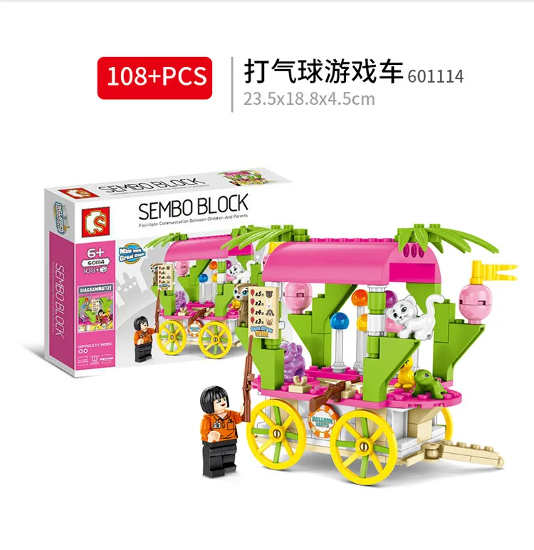 Блоки sembo автомобиль мини магазин Строительные кирпичи пешеходный уличный