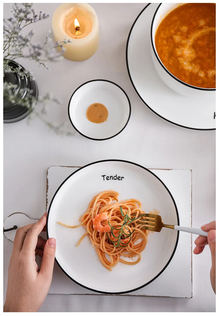 Керамические домашние миски английские ins большие для супа еды простая тарелка