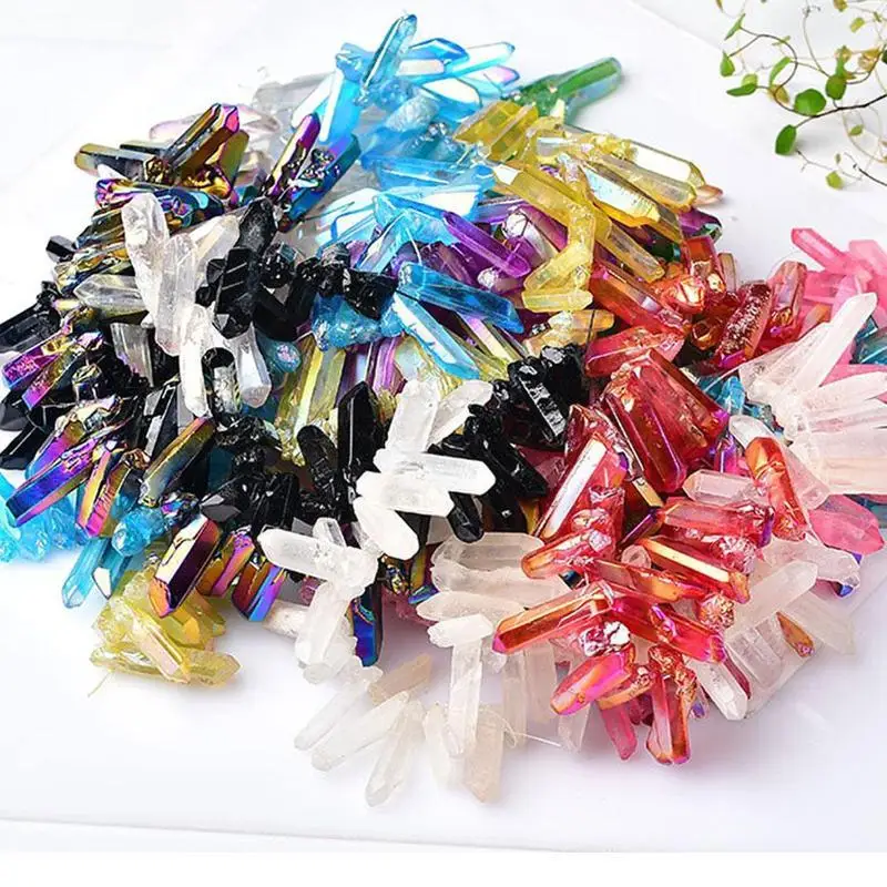 

1Pcs Colorful Crystal Art Crafts Natural Plating Perforated Decorative Ornaments DIY Column Pendant Crystal R3K3