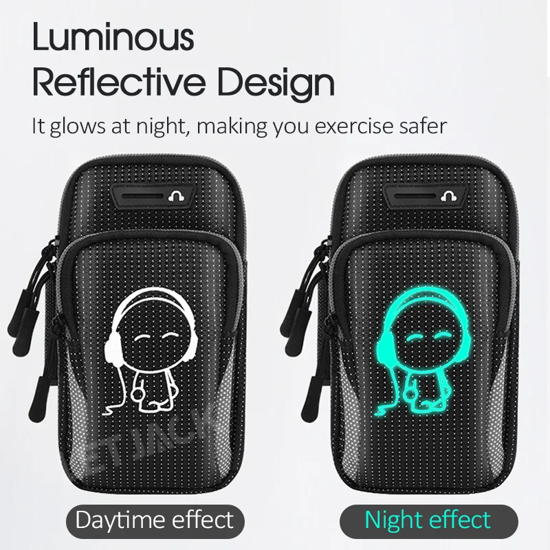 Universal 6.8'' Waterproof Sport Armband Bag Luminous for Outdoor Gym Running Arm Band Mobile Phone Pouch Case Coverage Holder