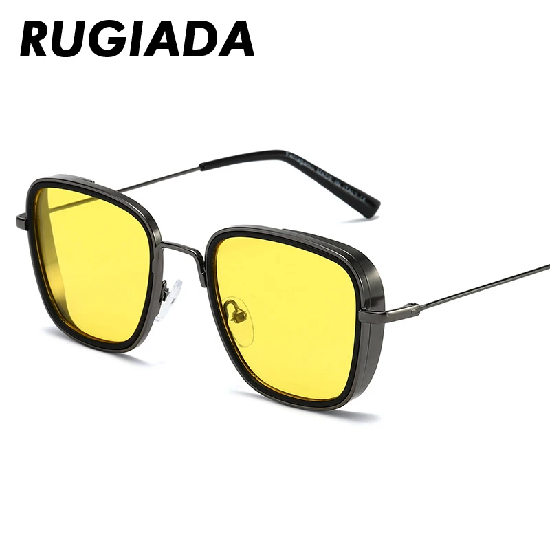 RUGIADA бренд Дервин черные солнцезащитные очки Мужские квадратные металлические