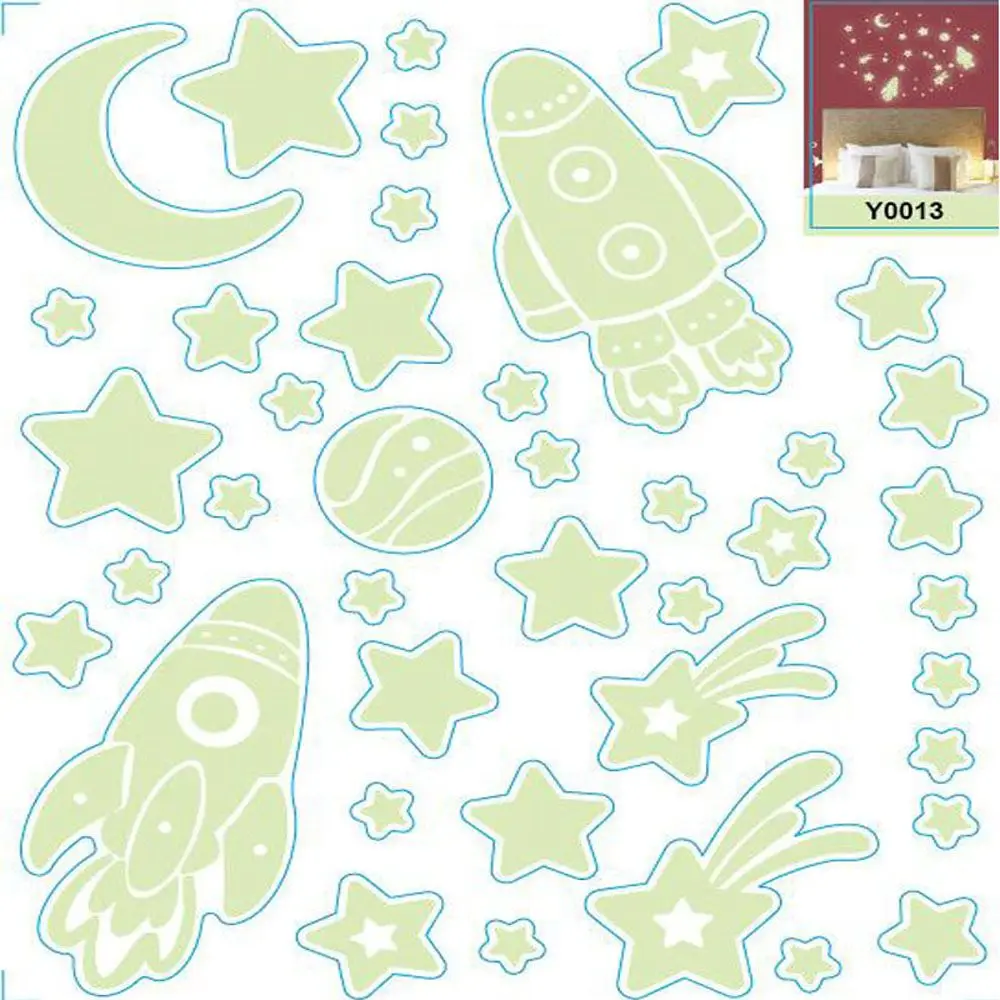 1set DIY Luminous Star Sticker Moon Rocket Kids Wall Glow In The Dark Space Stars Planet Stickers Home Decoration | Дом и сад