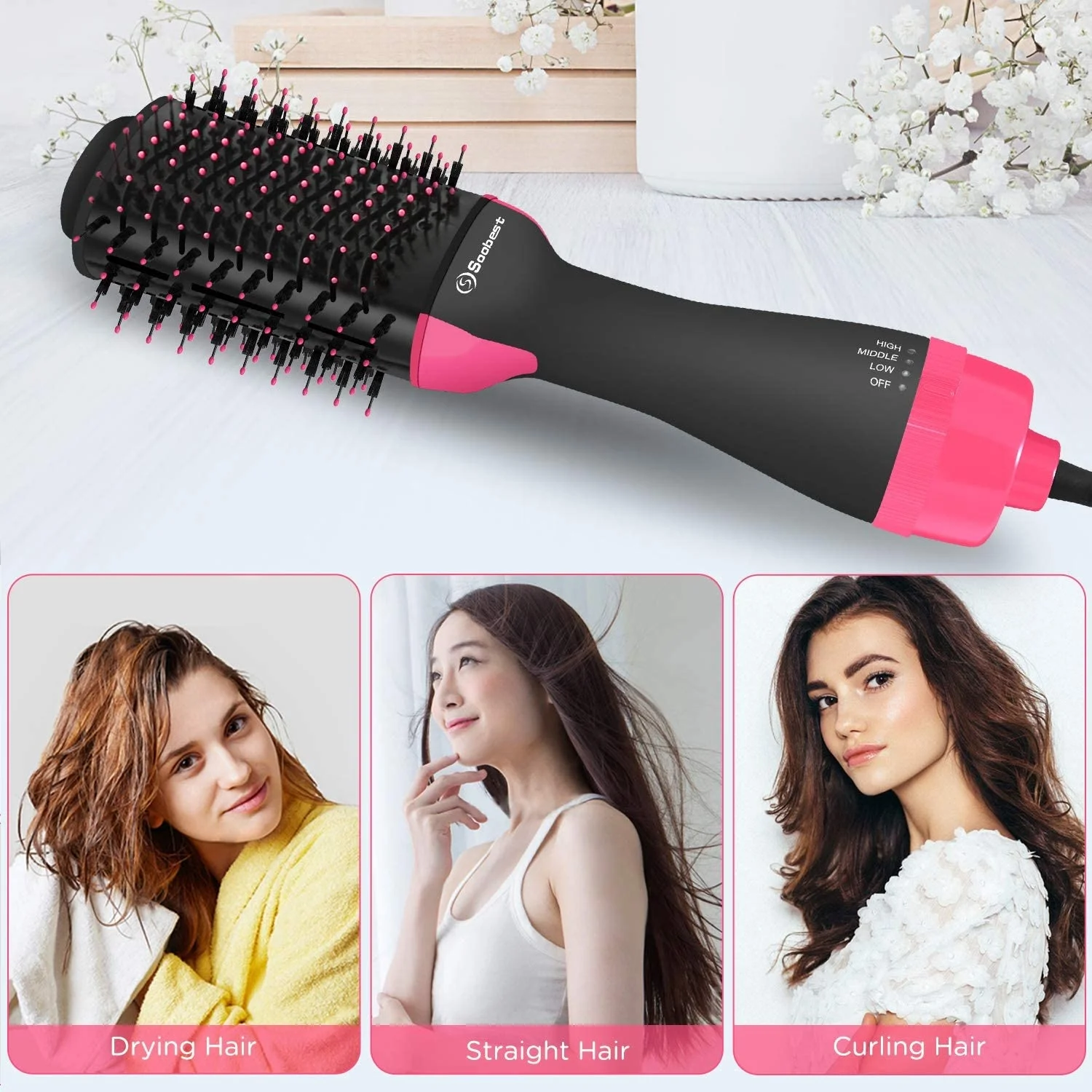 Одношаговая щетка с горячим воздухом бытовой фен и объединитель Плойка для волос