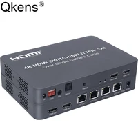 4k 4 channels rj45 cat6 ethernet cable extension hdmi extender 100m 2x6 hdmi video switch splitter transmitter 2 input 6 output