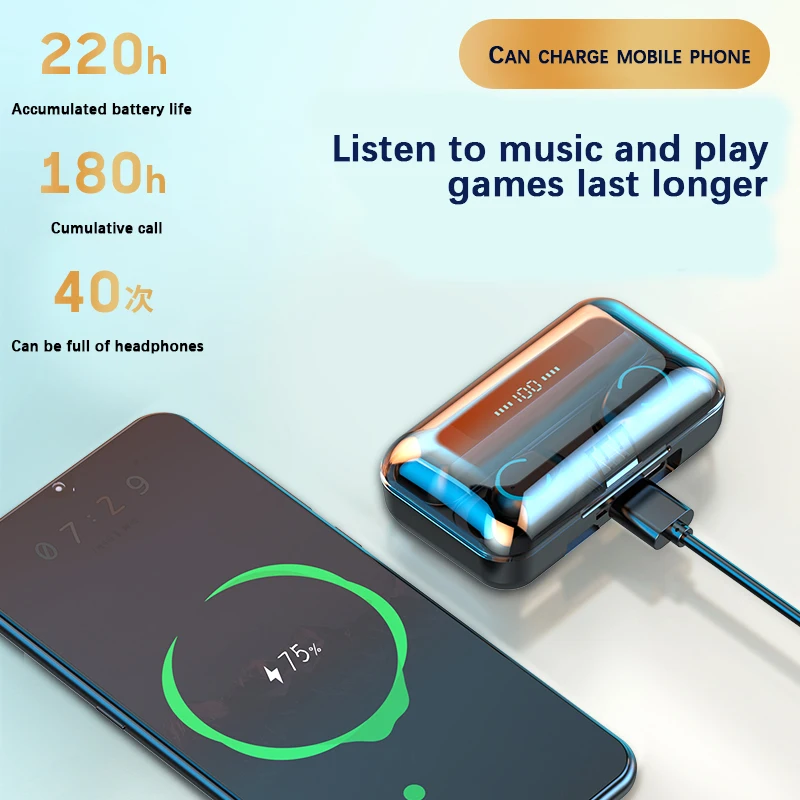 LIGE Bluetooth Headphones Auto Pairing Headset with 2000mAh Charging Case LED Battery Display IPX7 Waterproof Wireless Earphones |