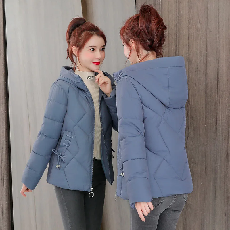 LDKVGSU Women's Winter Jacket Parkas Short 2021 New Fashion Women's Winter Coat Down Jacket Outwear Hooded Basic Jacket Women226