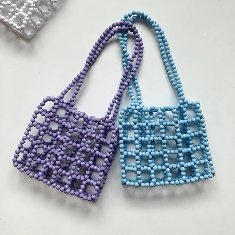 Fashion Female Bag Handmade Beaded Bag Color Acrylic Beads Portable Wear Bead Bag Hollow Bag Female Large Capacity Wholesale