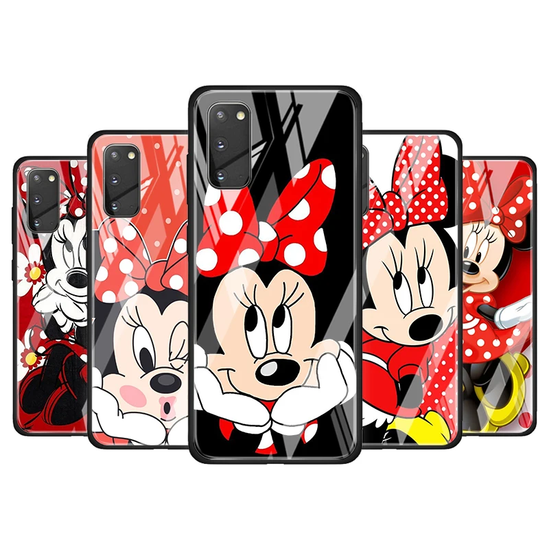 

Red Minnie Mouse Tempered Glass Cover For Samsung Galaxy S20 S10 S9 S8 S10E FE Ultra Plus Lite Phone Case