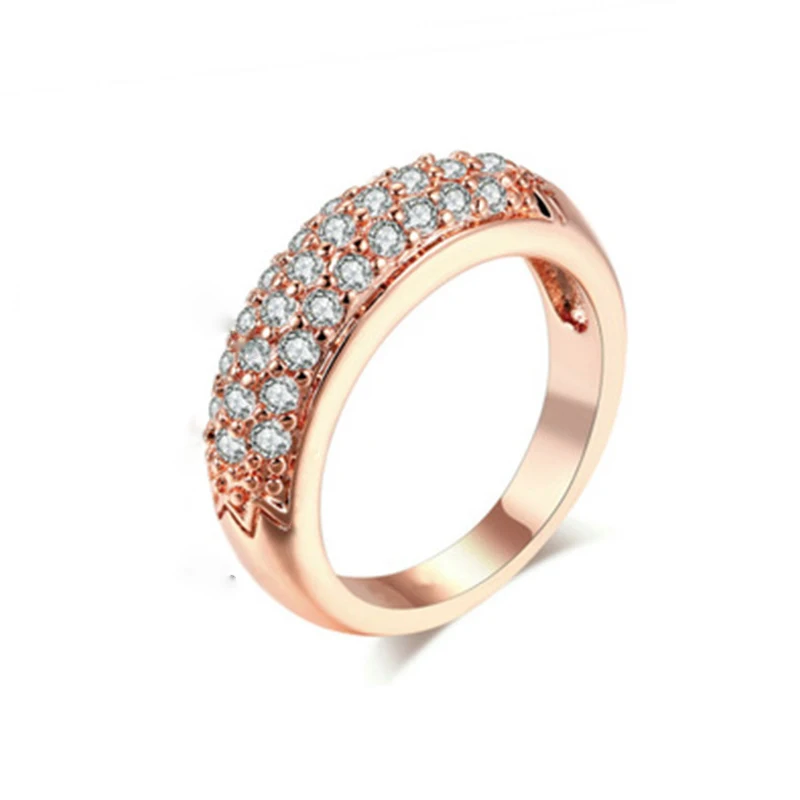 

Wholesale Rose Golden Color Silver Color Crystal Fashion White CZ Stone Wedding Ring Jewelry Accessories for Women Engagement