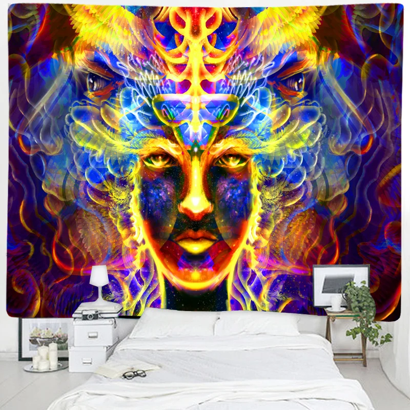 

psychedelic colorful god Bohemian nordic décorbeach towel Bedspreads beach blanket mandala wall hanging Hippie beach macrame