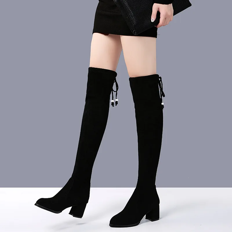 

Pop Sale Low Price Over The Knee Boots Female Nice Elegant High Heels Shoes Woman Boots Elasticity Big