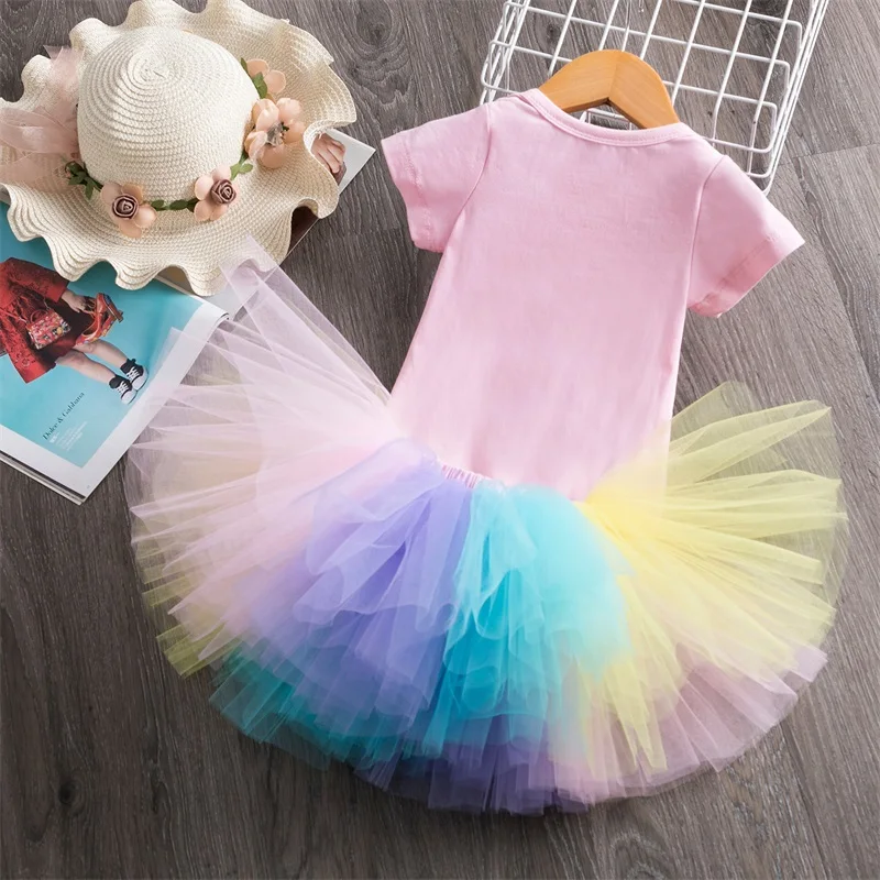 Vestido/Вечерние Платья с цветочным принтом для маленьких девочек на один год; одежда для крещения; платье принцессы; платье-пачка для маленьких девочек