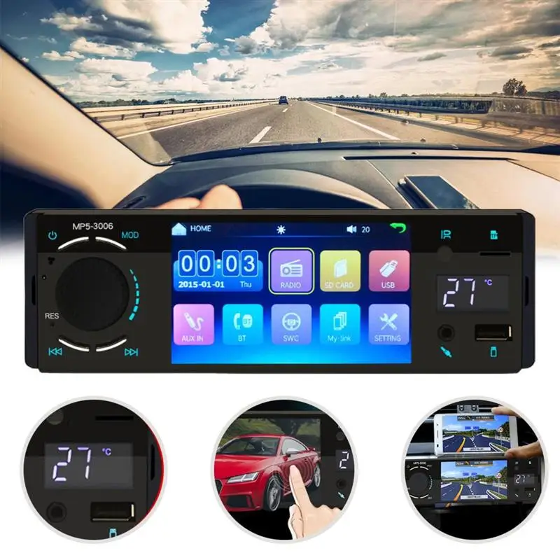 

Автомобильный MP5-плеер 4,1 дюйма с камерой заднего вида, Bluetooth, Fm-передатчиком, аудиоплеером, mp5-плеером, сенсорным экраном Android 1080P