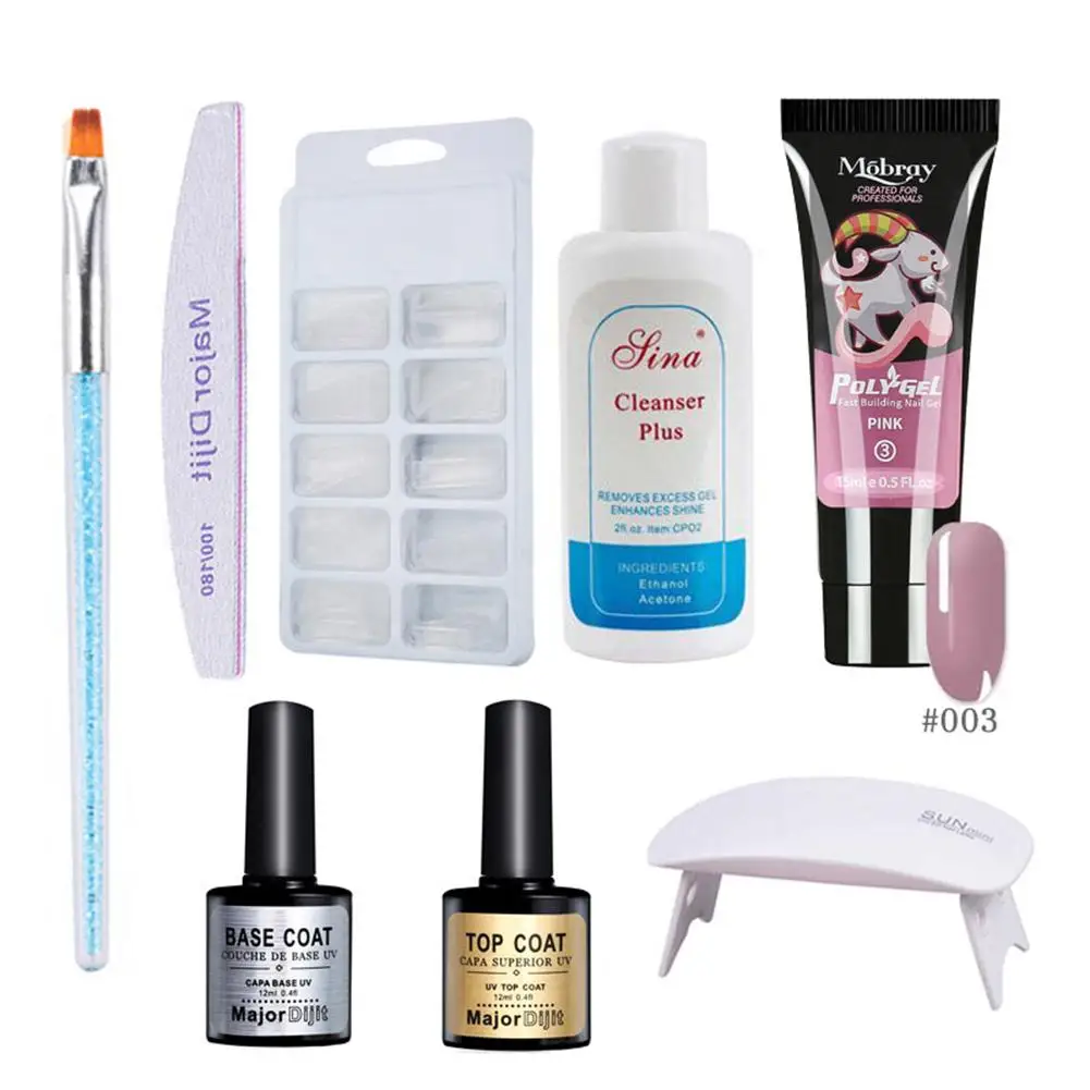 Профессиональный полигель лак для ногтей набор с лампой быстрое наращивание