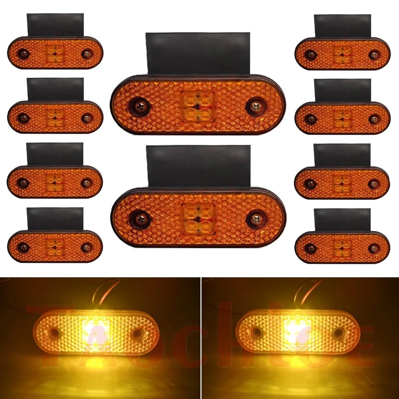 

10Pcs 24V Truck Side Marker Lights Trailer Tractor Lorry Turn Signal LED Lamp Clearance Light Warning Lamps Amber Red White