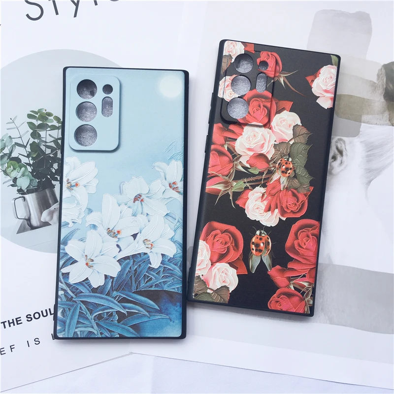 Роскошный мягкий чехол для Samsung Galaxy Note 20 с голубым цветком S20 Plus A31 A41 A51 A71 10 Lite S10 Coques