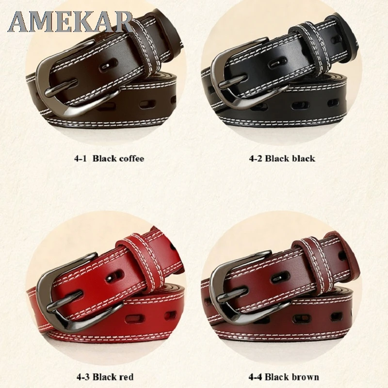 

2021 Genuine Leather Buckle Belt Women Strap Female Pin Fashion Vintage Metal Embossing Women Belts