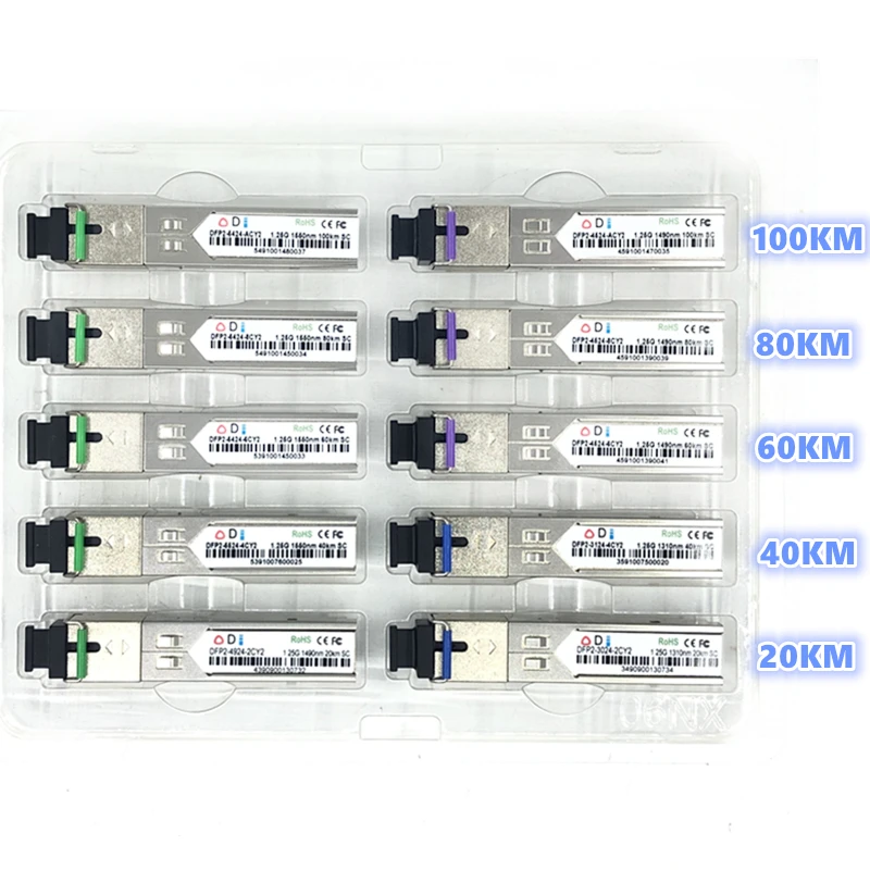 Волоконно оптический модуль SC SFP 1 25G 20/40/60/80/100KM 1310/1490 нм одноволоконный