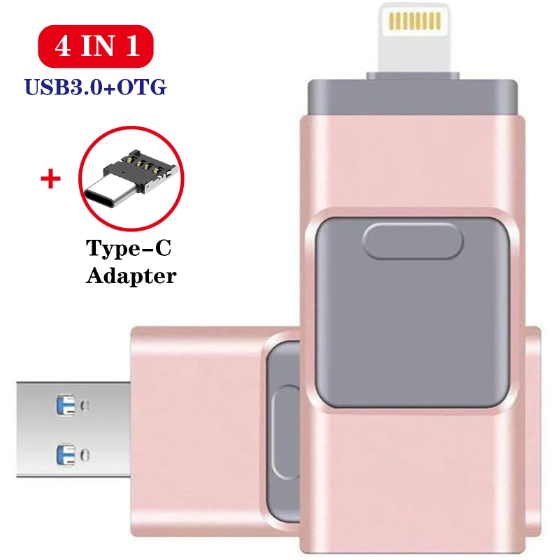 

4 in 1 HD USB Stick 3.0 Flash Stick for iPhone/Android Type C Usb Key OTG Pendrive 128 GB 64 GB 32 GB 16GB Mini Pen Drive