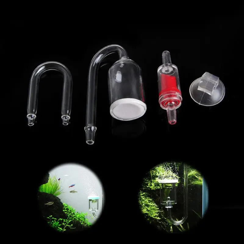 

Oawjeen New Quarium Fish Tank CO2 Diffuser Check Valve U Shape Glass Tube Suction Cup Kit, Practical Aquarium Fish Tank Aquarium