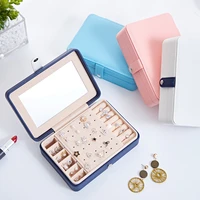 jewelry box portable multi function pu leather fresh and simple earrings ring jewellry storage necklace case gift