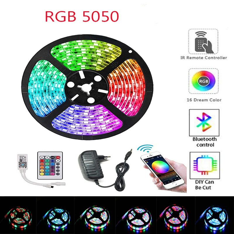 

DC 12V Wifi Led Strip Lights RGB 5050 18Led/M 5M 10M 15M 20M 12V LED Strip Light Flexible Ribbon Tape Diode Wifi Remote Full Set