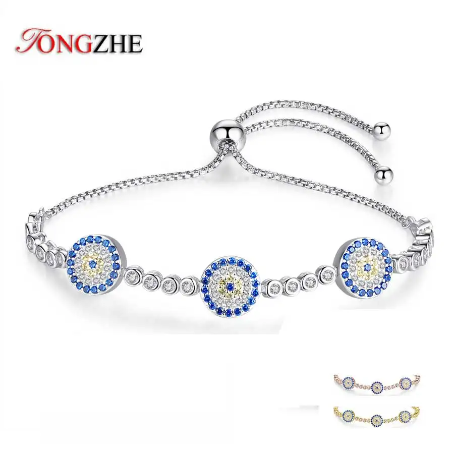 Tongzhe 925 пробы Серебряный браслет для сглаза мужские браслеты Blue Fatima Eye 2019 мой заказ
