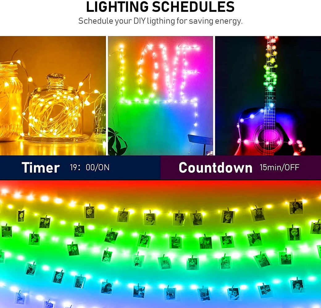 СВЕТОДИОДНАЯ Гирлянда RGB с зажимом для фотографий умсветильник светильник USB 5 м 50
