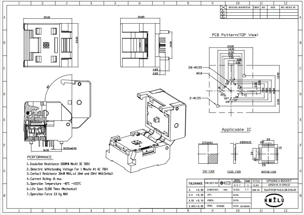 QFN28 MLF28 WLCSP28 IC тестовый ожога в сокете шаг 0 5 мм Размер 5x5 28 свинцовый пластиковый QFN