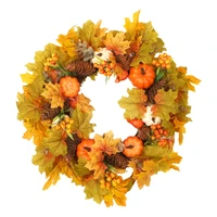 wreath artificial fall floral pumpkins berries decoration autumn harvest thanksgivings halloween indoor outdoor ornament