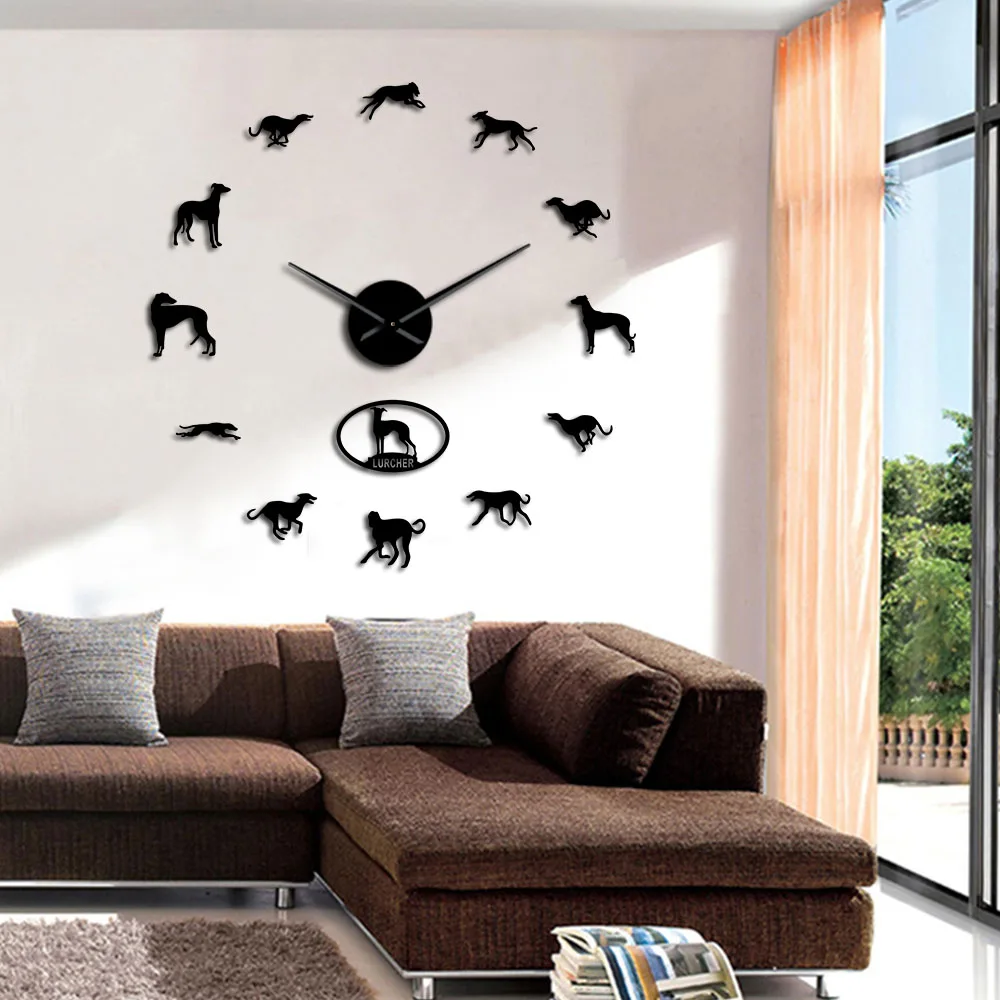 Lurcher Hunter DIY гигантские бесшумные настенные часы охотники на животных