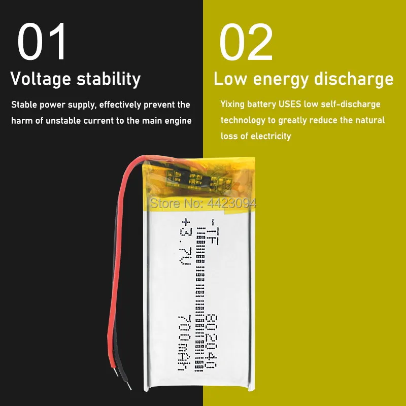 3.7V 700mah 802040 Lithium Li Ion Polymer Rechargeable Battery For GPS PSP DVD MP4 pen camera bluetooth hearphone recorder game - купить по